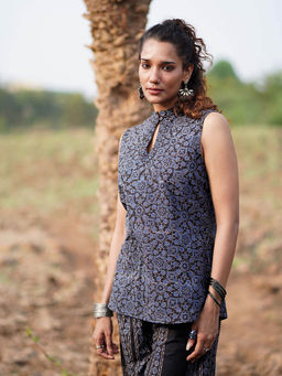 Chidiyaa - Wwb Evening Primrose Block Printed Cotton Top