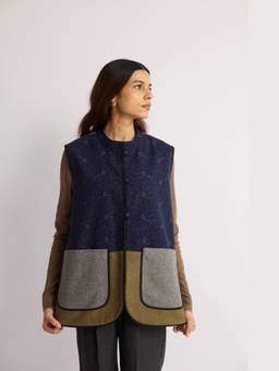 Raas By Ekta - Navy Blue Thread Poetry Jacket