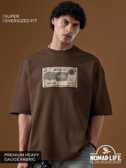 The Souled Store - Nomad: Retro Rupee Men Super Oversized T-Shirts