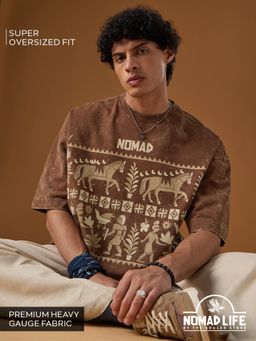 The Souled Store - Nomad: Brown Men Super Oversized T-Shirts
