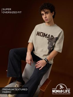 The Souled Store - Nomad Textured T-Shirt Men Super Oversized T-Shirts