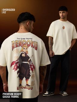 The Souled Store - Official Demon Slayer: The Flame Hashira Men Oversized T-Shirts