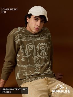 The Souled Store - Nomad: Stone Carvings Men Oversized Full Sleeve T-Shirts