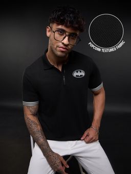 The Souled Store - Official Batman: Dark Hero Men Zipper Polo T-Shirt