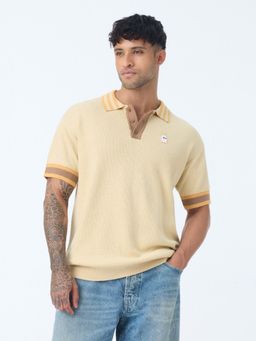 The Souled Store - Jacquard Polo: Vanilla Soul Men Polo T-Shirt