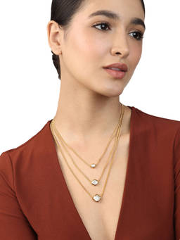 Isharya - Lumen Trio White Necklace In 18Kt Gold Plated