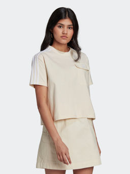 adidas Originals - Poplin Back Tee Off White Casual T-Shirts