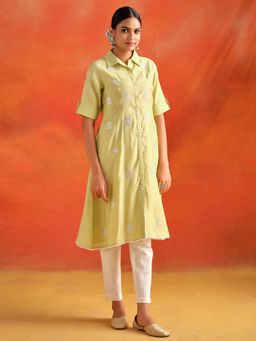 Jaipur Kurti - Mirror Work Viscose Chanderi A-Line Kurta