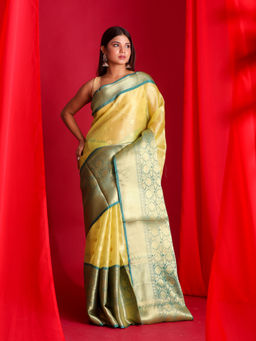 Beatitude - Yellow Woven Banarasi Saree with Unstitched Blouse