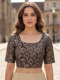 Kasee - Black Floral Silk Blend Fit Blouse