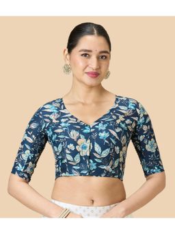 Studio Shringaar - Blue Floral Viscose Rayon Fit Blouse