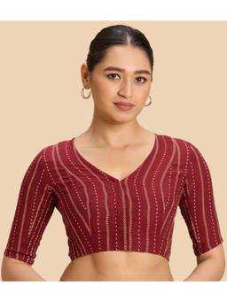 Studio Shringaar - Maroon Woven Cotton Fit Blouse