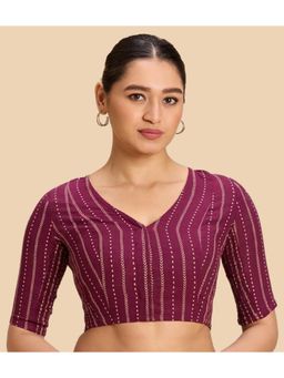 Studio Shringaar - Wine Woven Cotton Fit Blouse