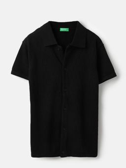 United Colors of Benetton - Spread Collar Self Design Shirt