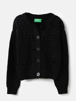 United Colors of Benetton - Round Neck Textured Chunky Structure Cardigan