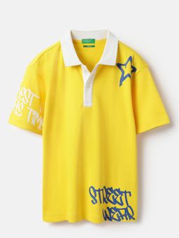 United Colors of Benetton - Collar Neck Printed Take It Easy Back Grafitti Polo T-Shirt