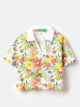United Colors of Benetton - Johny Collar Floral All Over Print Pique Polo T-Shirt