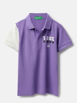 United Colors of Benetton - Collar Neck Printed Contrast Sleeve Polo T-Shirt