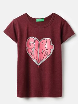 United Colors of Benetton - Round Neck Graphic Glitter T-Shirt