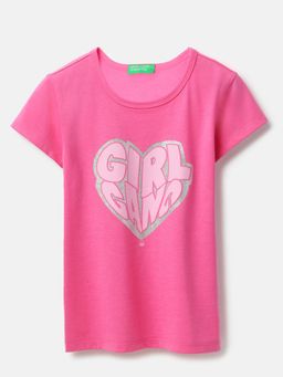 United Colors of Benetton - Round Neck Graphic Glitter T-Shirt