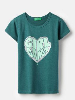 United Colors of Benetton - Round Neck Graphic Glitter T-Shirt