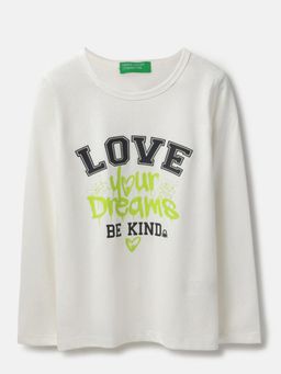United Colors of Benetton - Round Neck Typography Follow Dreams T-Shirt