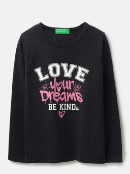United Colors of Benetton - Round Neck Typography Follow Dreams T-Shirt