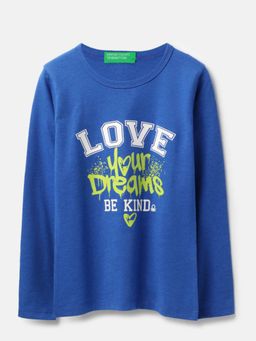 United Colors of Benetton - Round Neck Typography Follow Dreams T-Shirt