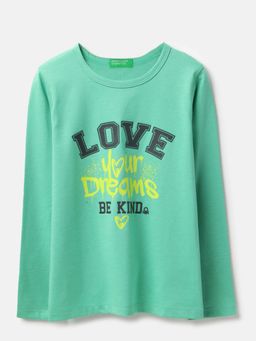 United Colors of Benetton - Round Neck Typography Follow Dreams T-Shirt