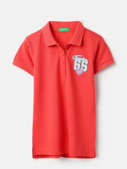 United Colors of Benetton - Collar Neck Embroidered Pique Polo T-Shirt