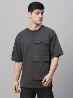 PRONK - Mens Cargo T-Shirt Dark Grey
