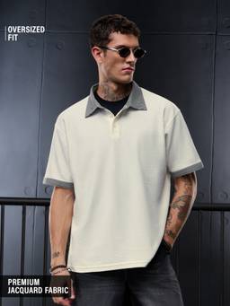 The Souled Store - Oversized Polo: Dove Men Off White Oversized Polo T-Shirt