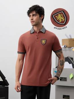 The Souled Store - Official Harry Potter: Godric Gryffindor Men Rust Classic Polo T-Shirt