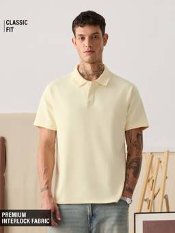 The Souled Store - Power Polo: Ice Crumble Men Cream Classic Polo T-Shirt