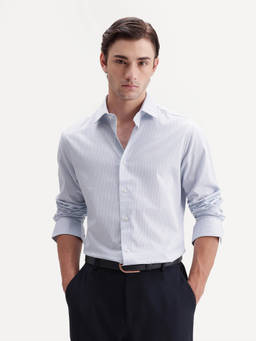 Rare Rabbit - Anaa Men Light Blue Checked Cotton Spread Collar Regular Fit Shirt