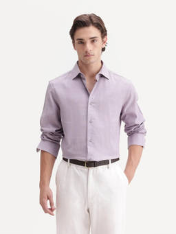 Rare Rabbit - Gama Men Pastel Purple Solid Cotton Blend Casual Shirt