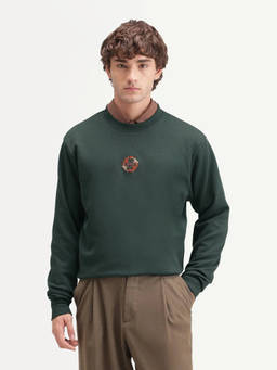 Rare Rabbit - Gian Men Dark Green Solid Sweatshirt