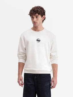 Rare Rabbit - Gian Men Off White Solid Sweatshirt