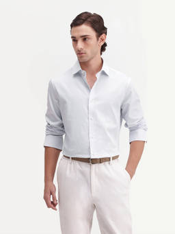 Rare Rabbit - Men Primary Blue Striped Cotton Spread Collar Shirt