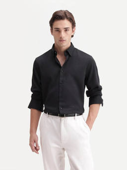 Rare Rabbit - Rexin Men Black Solid Button-Down Collar Shirt
