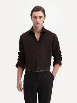 Rare Rabbit - Sey Men Dark Brown Solid Corduroy Shirt