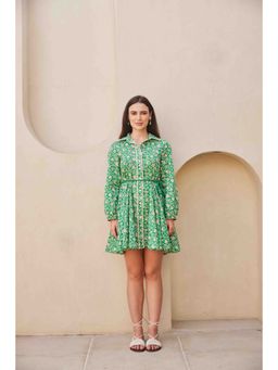 HOUSE OF SAL - Amazon Green Shirt Dress with Belt (Set of 2)
