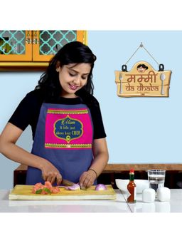 Indigifts - Mothers Day Gift for Mom Mummy Da Dhaba Wall Hanging- Blue Kitchen Apron