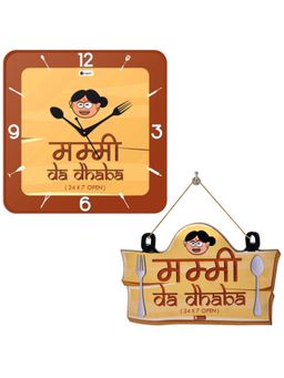 Indigifts - Combo of Mummy Da Dhabha - Wall Hanging and Wall Clock