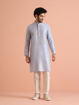 KISAH - Blue Woven Design Kurta with Trouser (Set of 2)