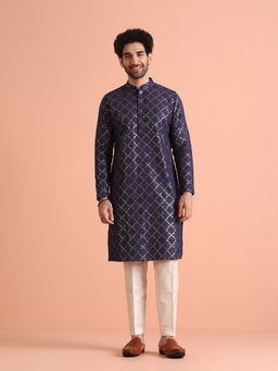 KISAH - Purple Cotton Blend Embroidered Kurta with Trouser (Set of 2)