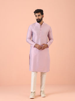 KISAH - Pink Cotton Blend Solid Kurta with Trouser (Set of 2)