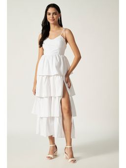 HOUSE OF SAL - White Layered Midi Dress
