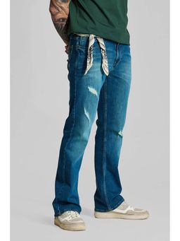 Snitch - Blue Distressed Bootcut Casual Jeans for Men
