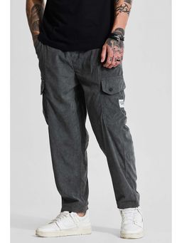 Snitch - Grey Solid Relaxed Casual Cargo Pants for Men